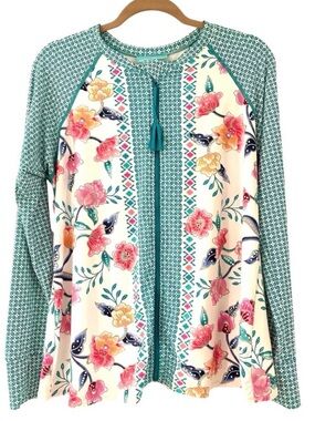 Beach House Mary Relaxed Fit Zip Front Rash Guard - Endless Summer XL